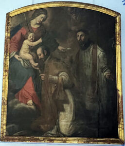 Ignoto della seconda metà del sec. XVII - Madonna con il Bambino e i Santi Ignazio e Francesco Saverio - Olio su tela applicata su tavola – proveniente dalla sagrestia della Cattedrale di Lipari